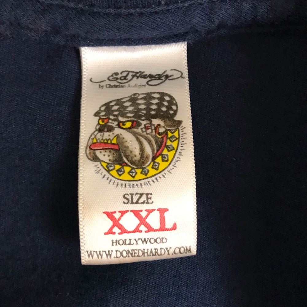 VTG Ed Hardy Y2K Blue Skull Snake Graphic Long Sleeve Shirt Mens Size XXL Alt - Picture 10 of 13